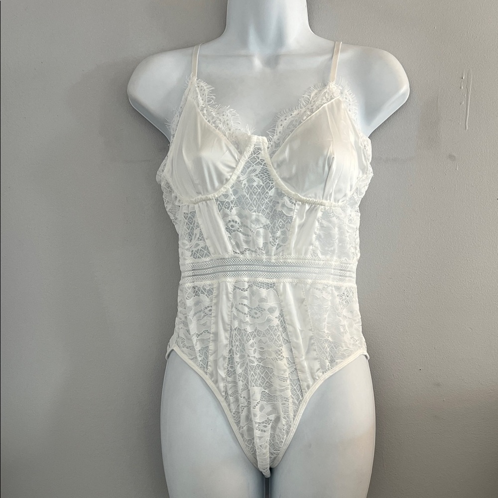 White lace lingerie bodysuit